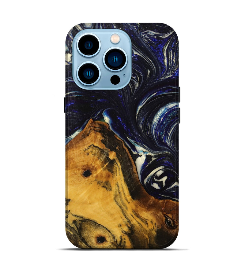 iPhone 14 Pro Wood+Resin Live Edge Phone Case - Nash (Blue, 702235)