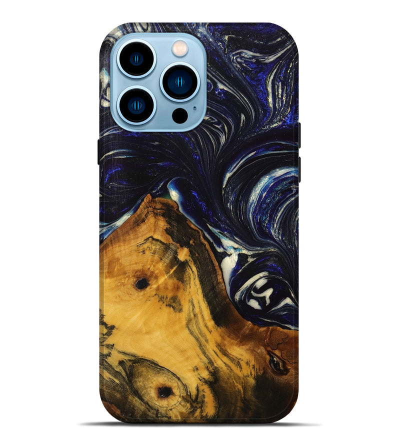 iPhone 14 Pro Max Wood+Resin Live Edge Phone Case - Nash (Blue, 702235)