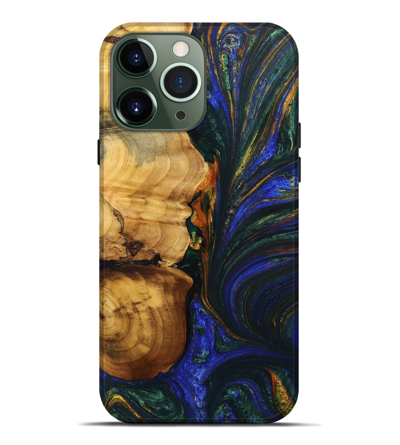 iPhone 13 Pro Max Wood+Resin Live Edge Phone Case - Presley (Blue, 702236)