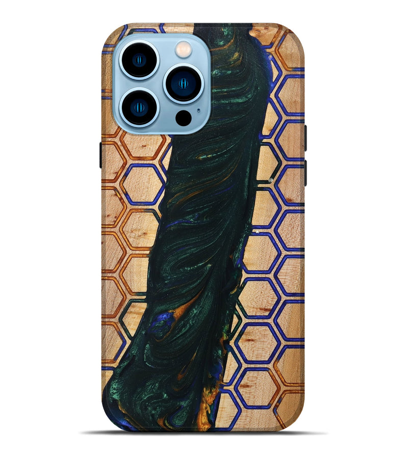 iPhone 14 Pro Max Wood+Resin Live Edge Phone Case - Shaniqua (Pattern, 702237)