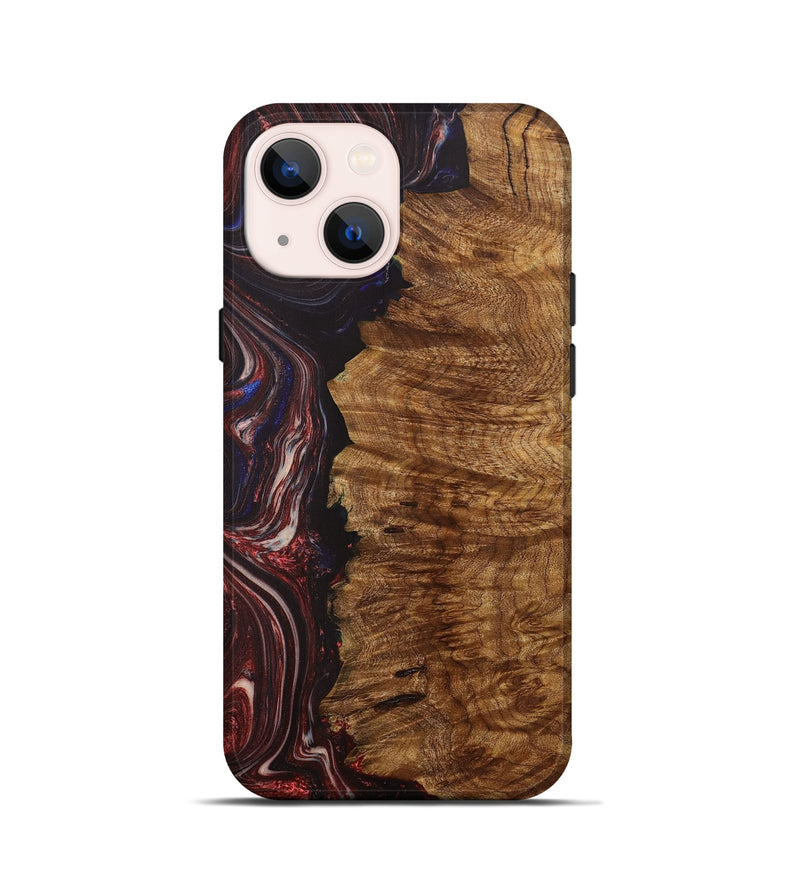 iPhone 13 mini Wood+Resin Live Edge Phone Case - Therese (Red, 702240)