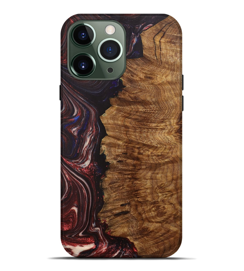 iPhone 13 Pro Max Wood+Resin Live Edge Phone Case - Therese (Red, 702240)