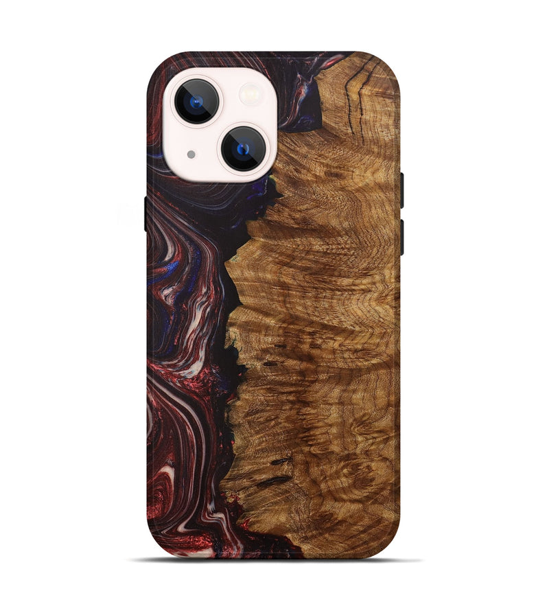 iPhone 14 Wood+Resin Live Edge Phone Case - Therese (Red, 702240)