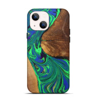 iPhone 14 Wood+Resin Live Edge Phone Case - Nadia (Green, 702241)