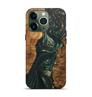 iPhone 13 Pro Wood+Resin Live Edge Phone Case - Trevon (Green, 702243)