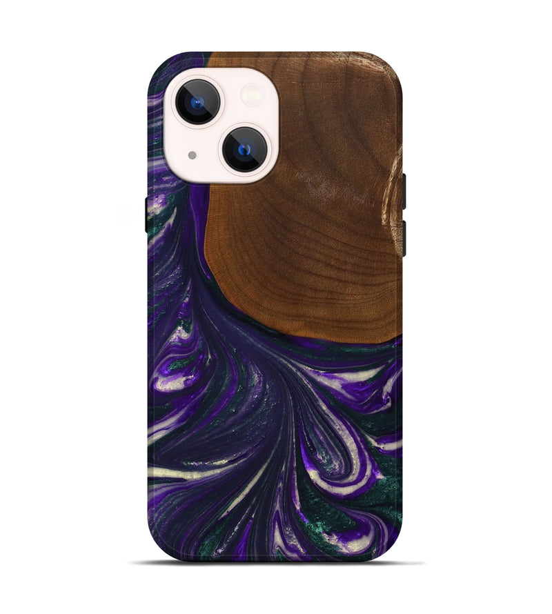 iPhone 14 Wood+Resin Live Edge Phone Case - Katina (Purple, 702247)