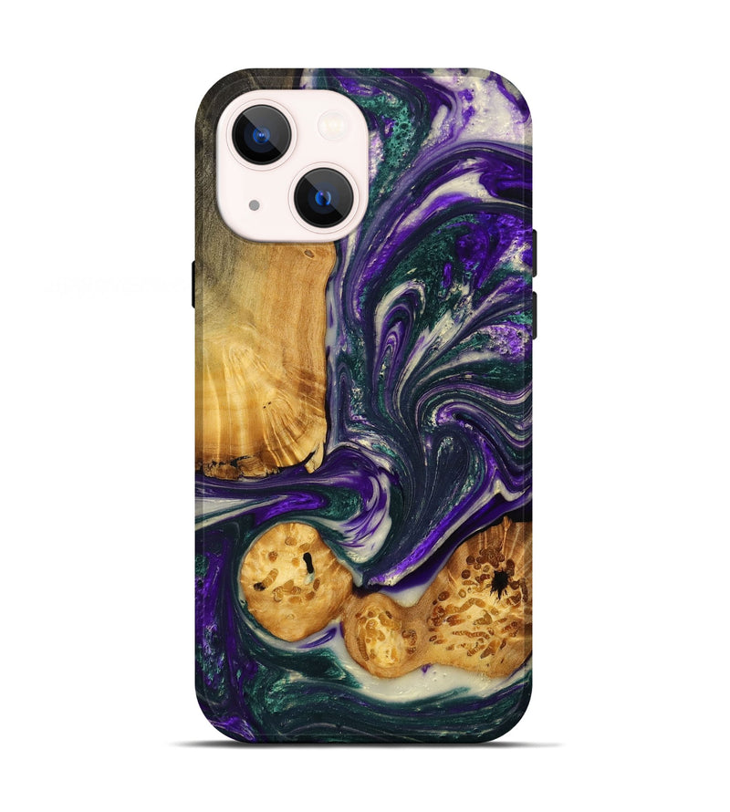 iPhone 13 Wood+Resin Live Edge Phone Case - Merle (Purple, 702248)