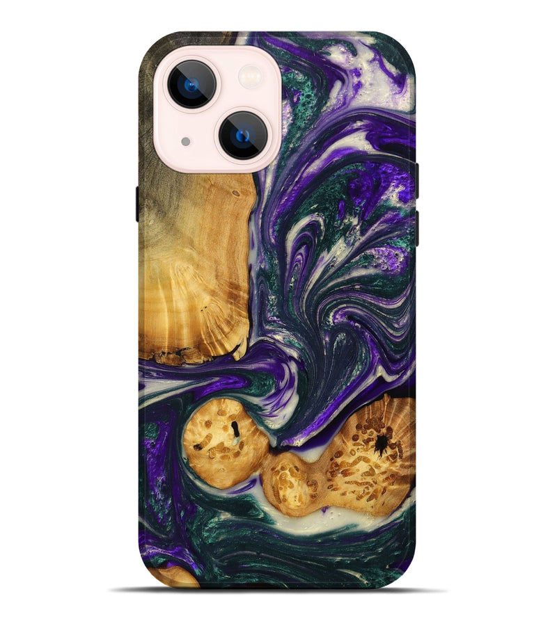 iPhone 14 Plus Wood+Resin Live Edge Phone Case - Merle (Purple, 702248)