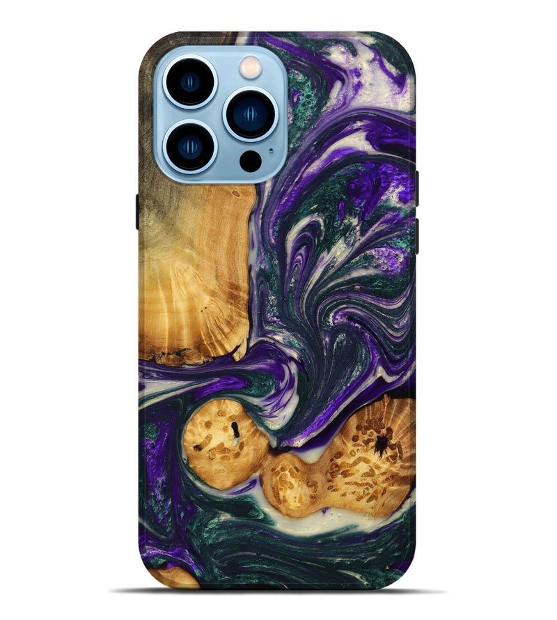 iPhone 14 Pro Max Wood+Resin Live Edge Phone Case - Merle (Purple, 702248)
