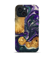 iPhone 15 Wood+Resin Live Edge Phone Case - Merle (Purple, 702248)