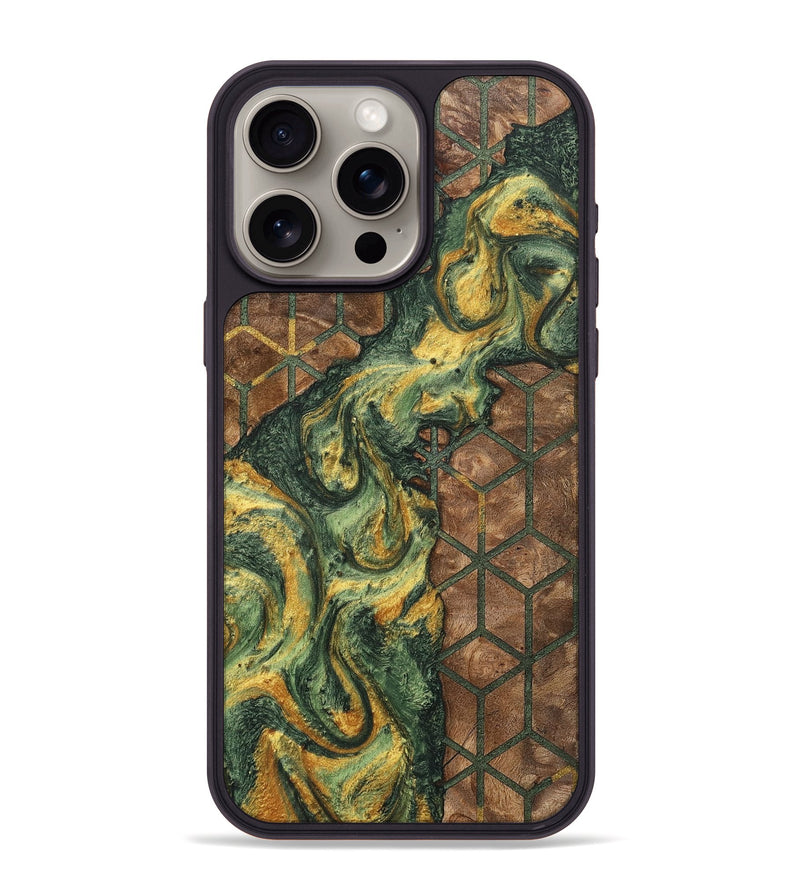 iPhone 15 Pro Max Wood+Resin Phone Case - Lorene (Pattern, 702280)