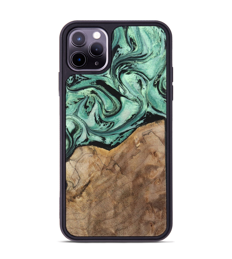 iPhone 11 Pro Max Wood+Resin Phone Case - Rickey (Green, 702284)