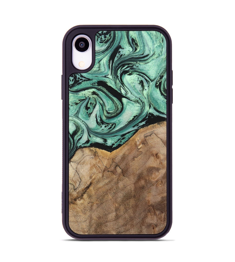 iPhone Xr Wood+Resin Phone Case - Rickey (Green, 702284)
