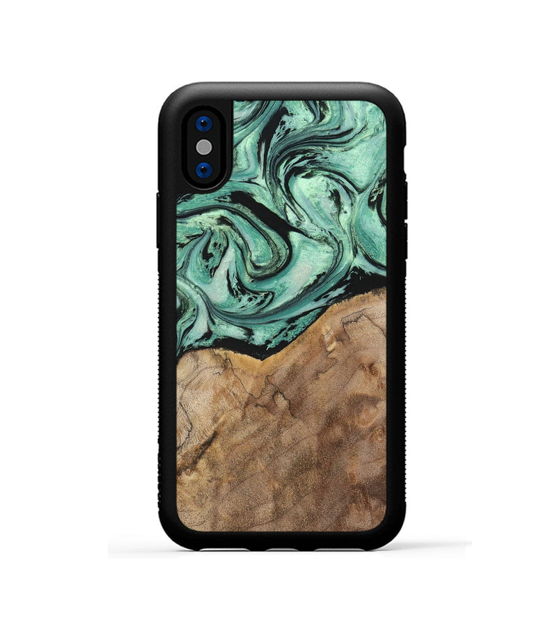 iPhone Xs Wood+Resin Phone Case - Rickey (Green, 702284)