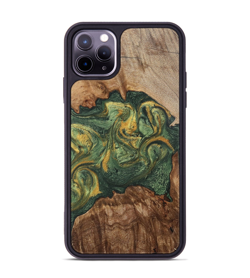 iPhone 11 Pro Max Wood+Resin Phone Case - Jayceon (Green, 702285)