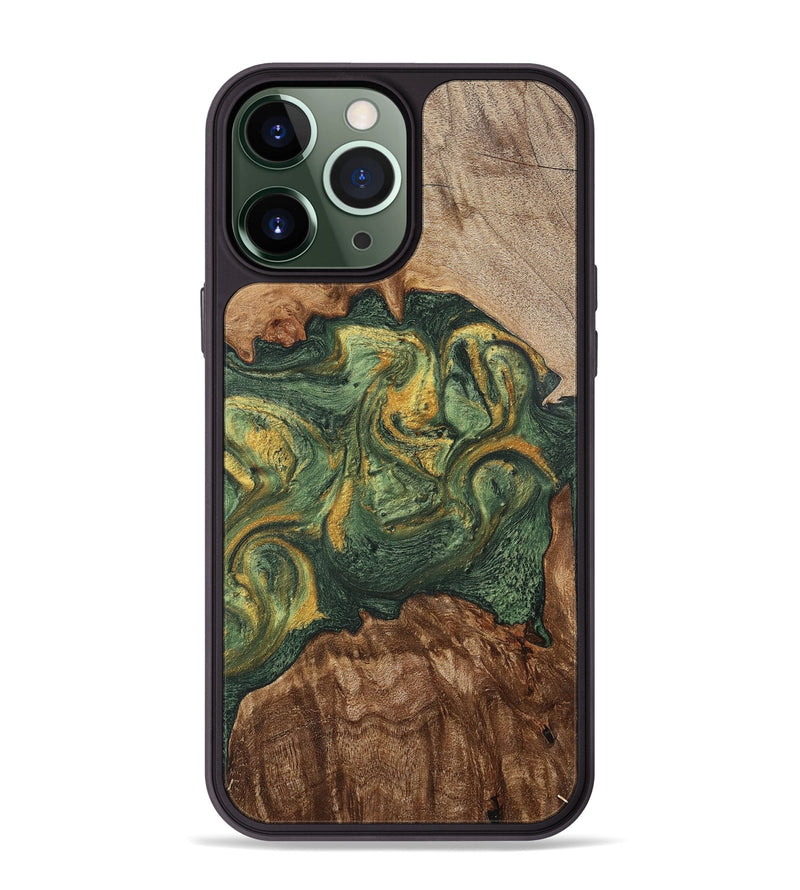 iPhone 13 Pro Max Wood+Resin Phone Case - Jayceon (Green, 702285)