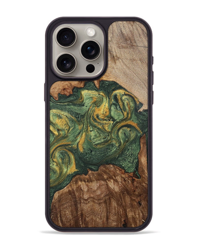 iPhone 15 Pro Max Wood+Resin Phone Case - Jayceon (Green, 702285)