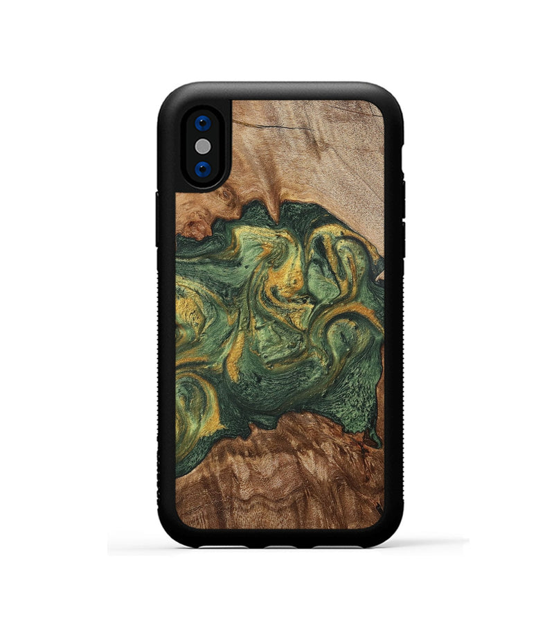 iPhone Xs Wood+Resin Phone Case - Jayceon (Green, 702285)