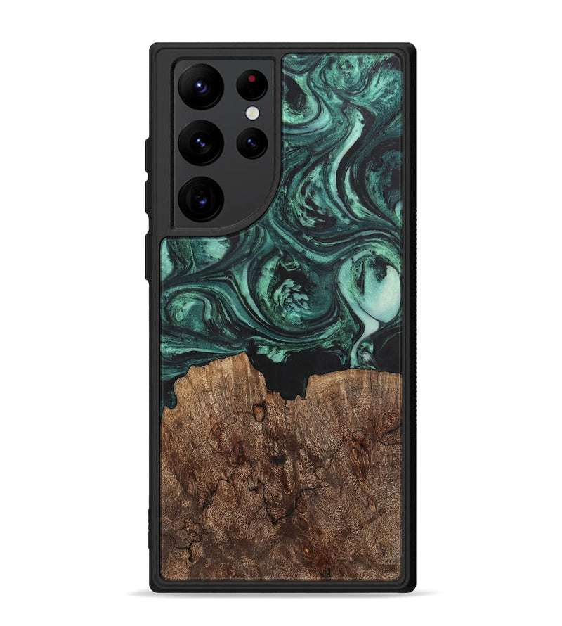 Galaxy S22 Ultra Wood+Resin Phone Case - Emanuel (Green, 702287)
