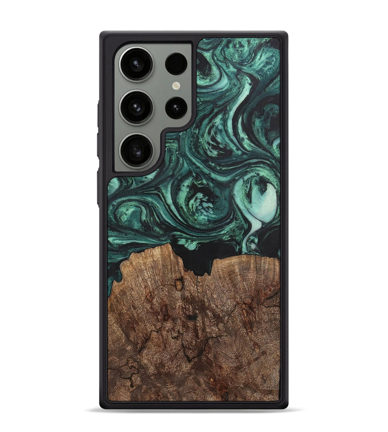 Galaxy S24 Ultra Wood+Resin Phone Case - Emanuel (Green, 702287)