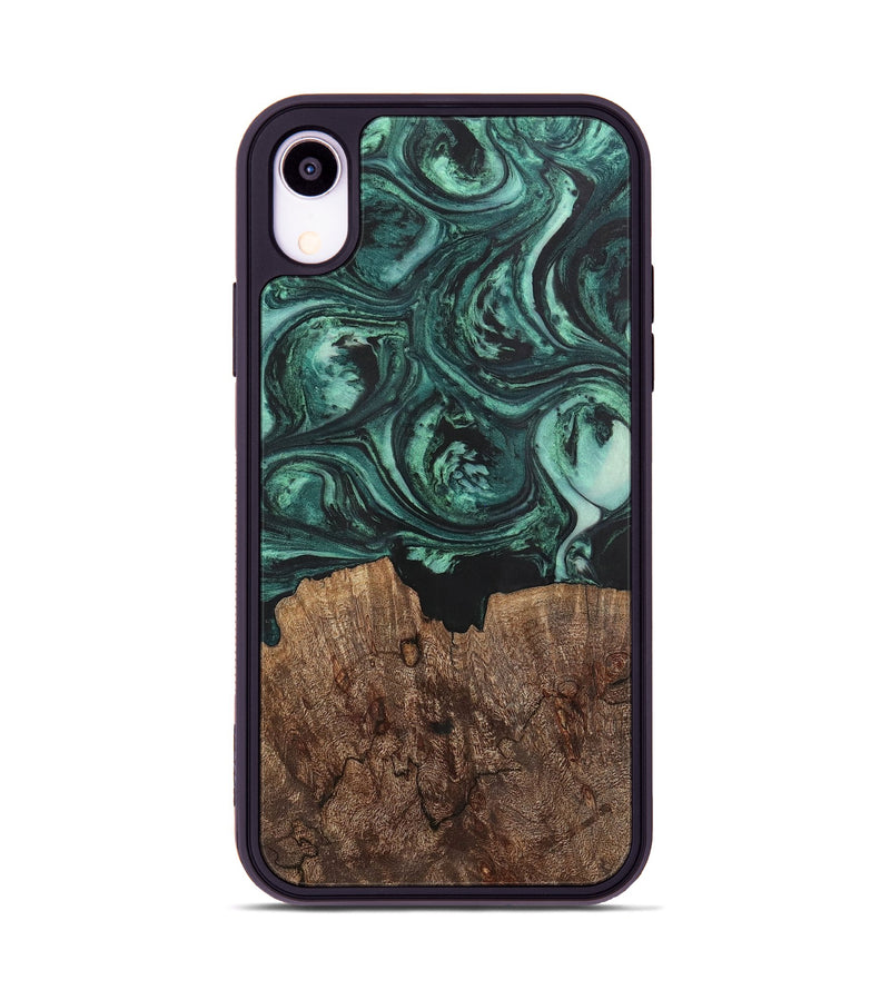 iPhone Xr Wood+Resin Phone Case - Emanuel (Green, 702287)