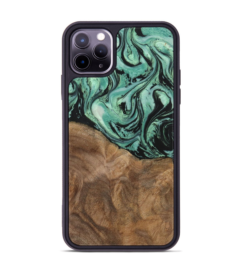 iPhone 11 Pro Max Wood+Resin Phone Case - Jewell (Green, 702289)