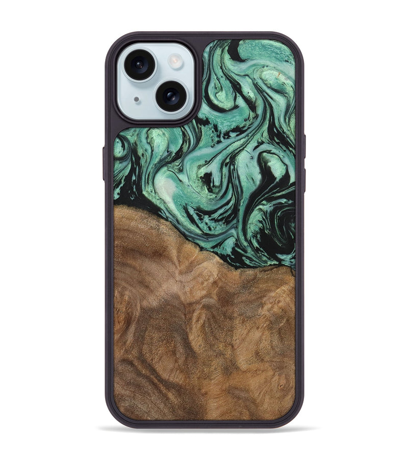 iPhone 15 Plus Wood+Resin Phone Case - Jewell (Green, 702289)