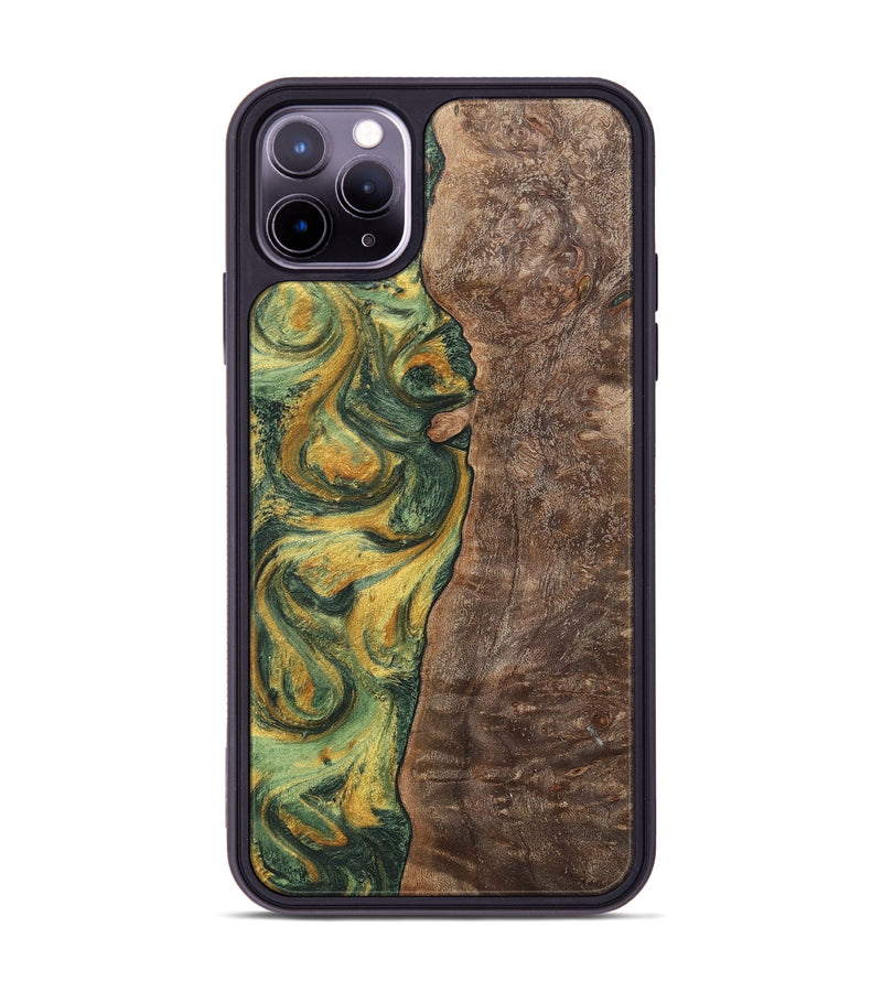 iPhone 11 Pro Max Wood+Resin Phone Case - Hanna (Green, 702290)