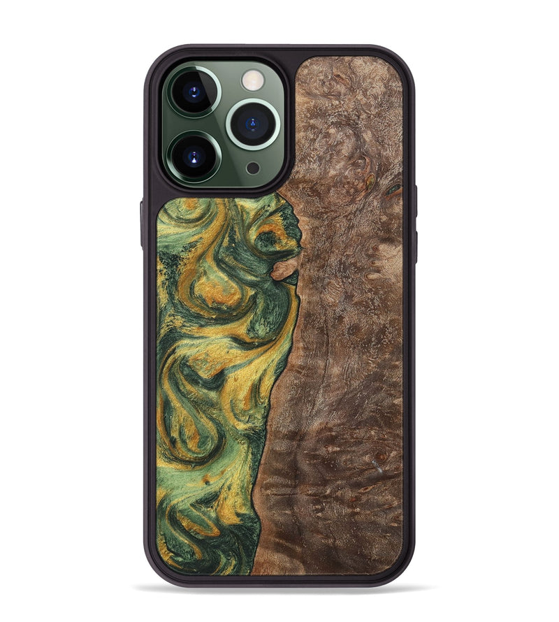 iPhone 13 Pro Max Wood+Resin Phone Case - Hanna (Green, 702290)
