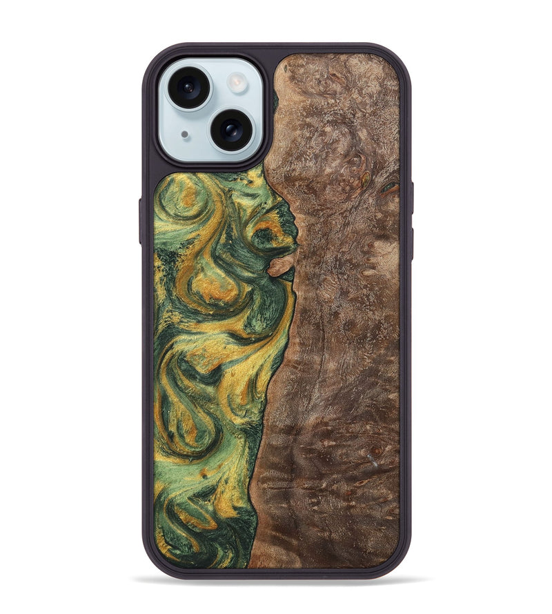 iPhone 15 Plus Wood+Resin Phone Case - Hanna (Green, 702290)