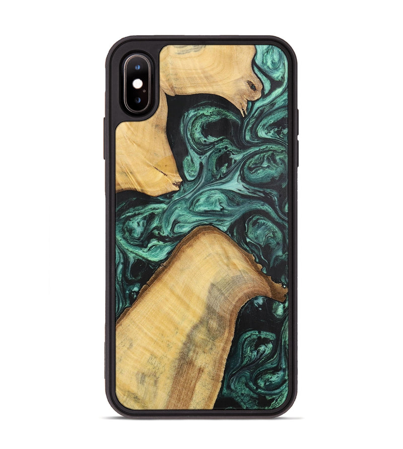 iPhone Xs Max Wood+Resin Phone Case - Hudson (Green, 702294)