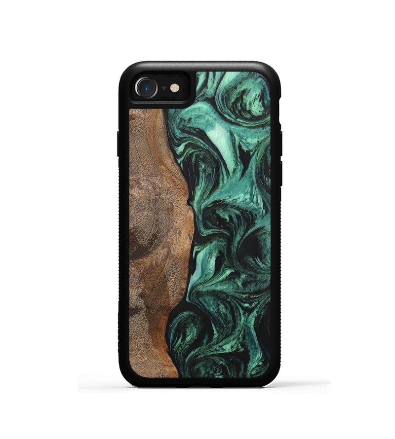 iPhone SE Wood+Resin Phone Case - Allie (Green, 702295)