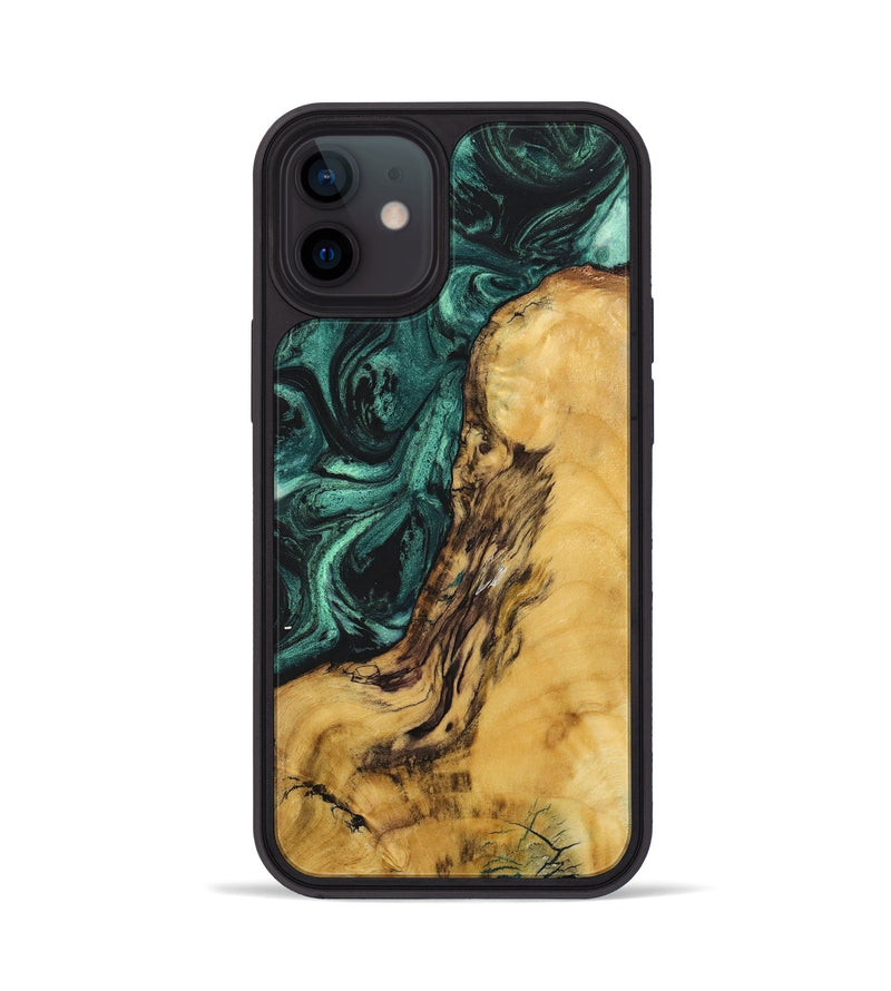 iPhone 12 Wood+Resin Phone Case - Lane (Green, 702297)