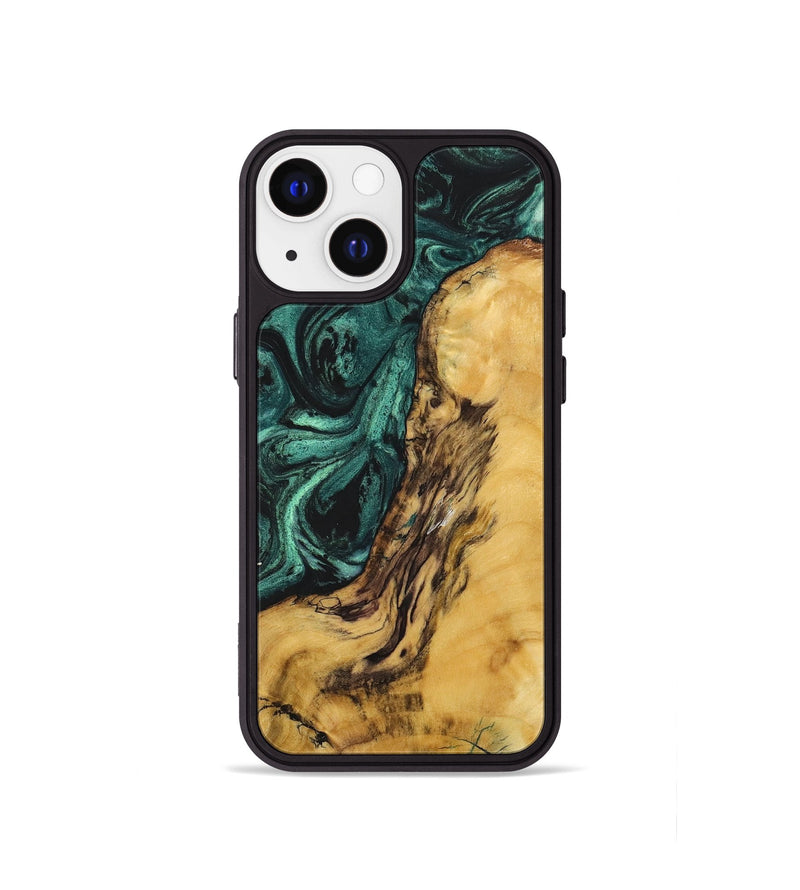 iPhone 13 mini Wood+Resin Phone Case - Lane (Green, 702297)
