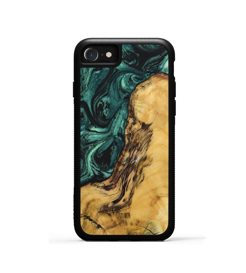iPhone SE Wood+Resin Phone Case - Lane (Green, 702297)