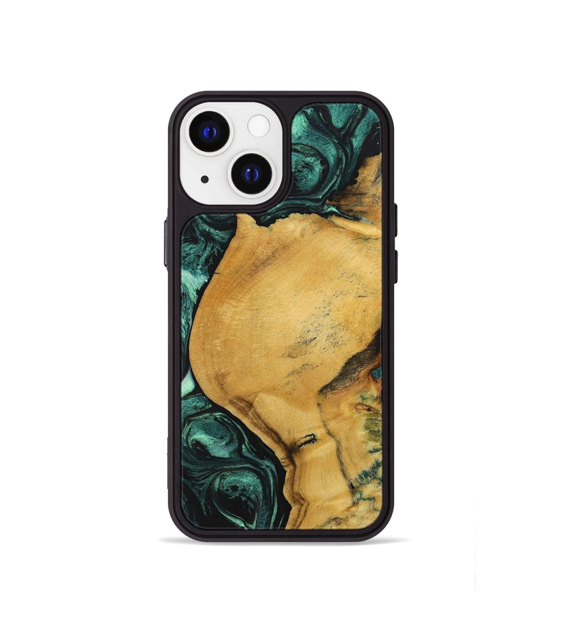 iPhone 13 mini Wood+Resin Phone Case - Kenny (Green, 702301)
