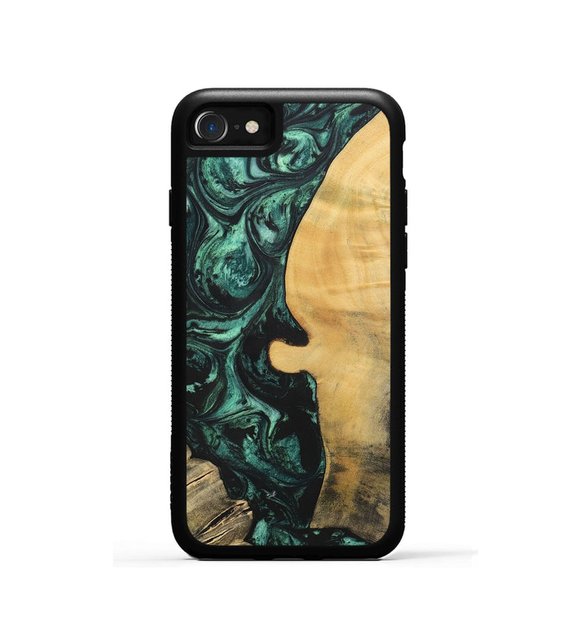 iPhone SE Wood+Resin Phone Case - Melody (Green, 702304)