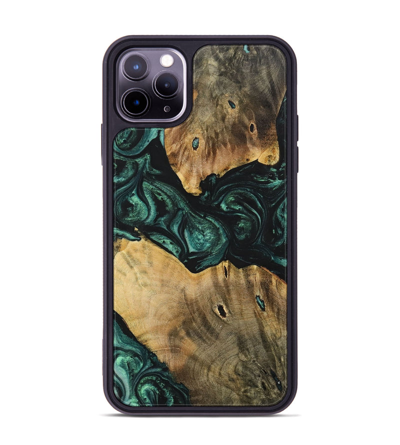 iPhone 11 Pro Max Wood+Resin Phone Case - Jonah (Green, 702326)