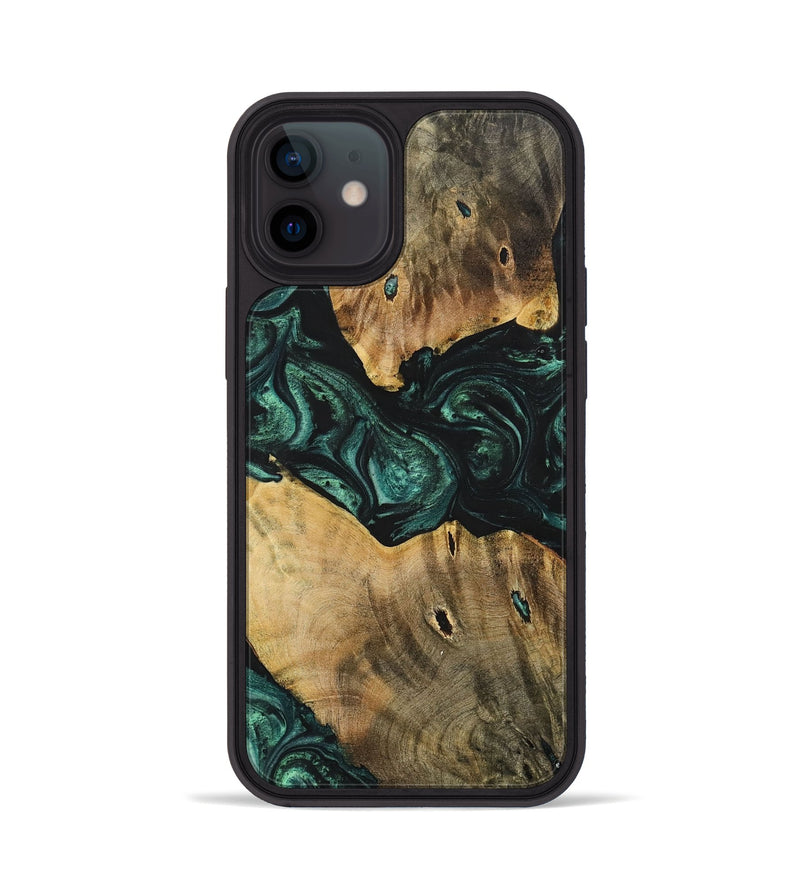 iPhone 12 Wood+Resin Phone Case - Jonah (Green, 702326)