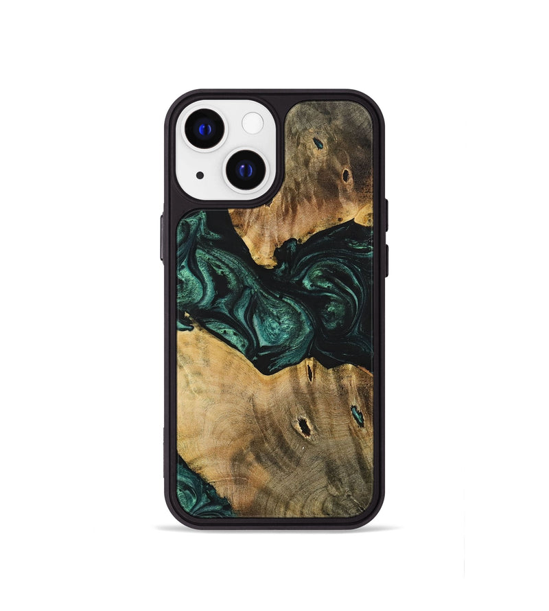 iPhone 13 mini Wood+Resin Phone Case - Jonah (Green, 702326)