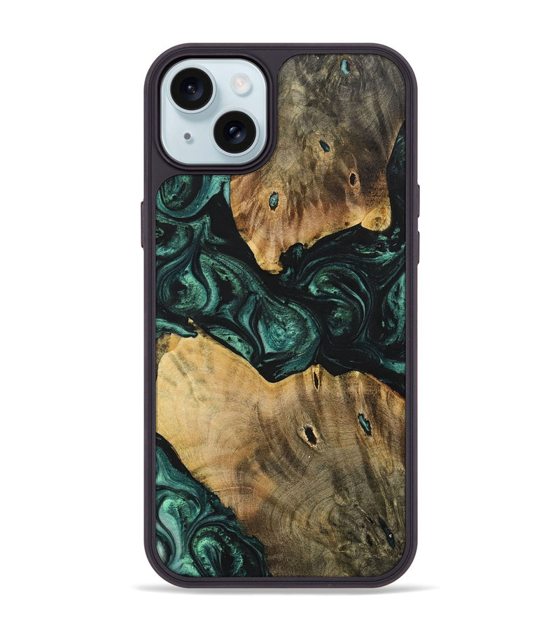 iPhone 15 Plus Wood+Resin Phone Case - Jonah (Green, 702326)