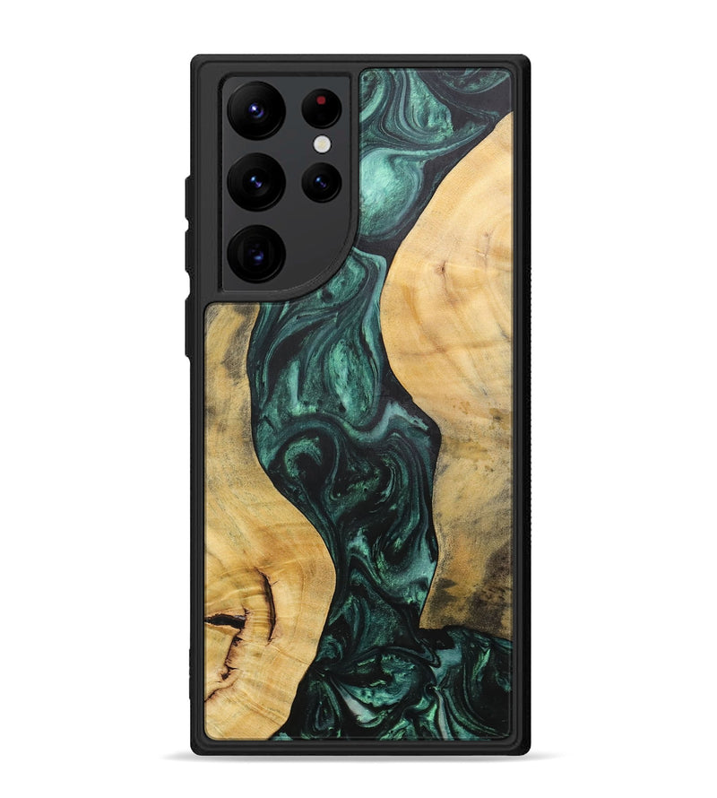 Galaxy S22 Ultra Wood+Resin Phone Case - Deloris (Green, 702327)