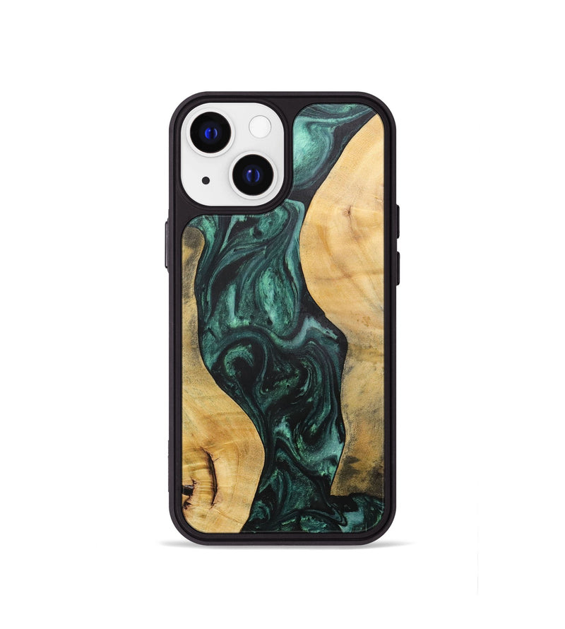 iPhone 13 mini Wood+Resin Phone Case - Deloris (Green, 702327)