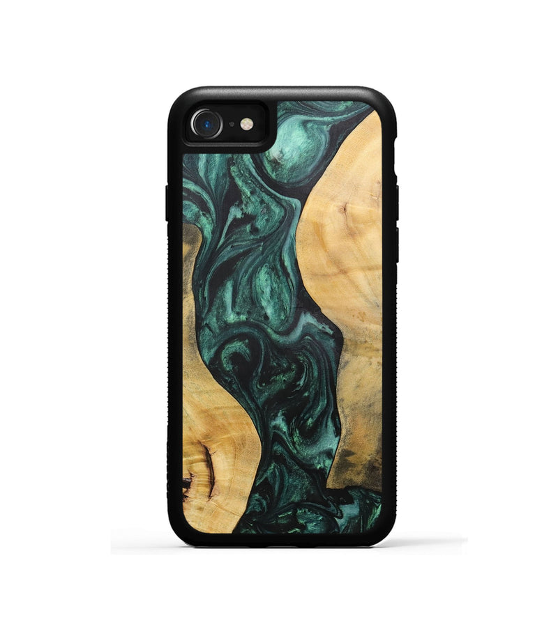 iPhone SE Wood+Resin Phone Case - Deloris (Green, 702327)