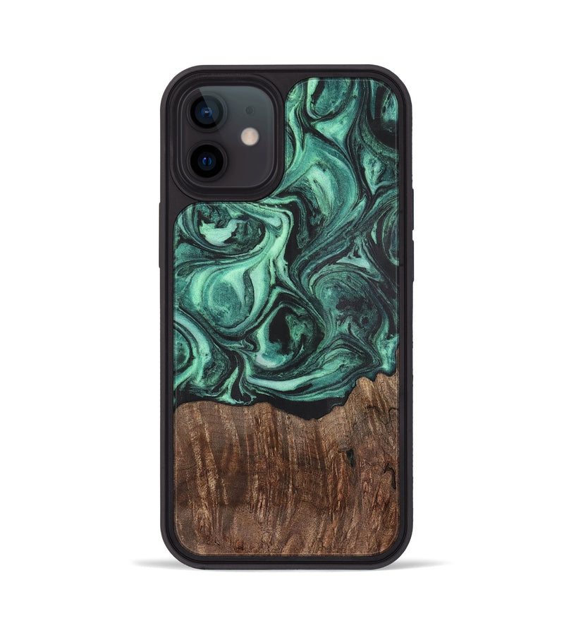 iPhone 12 Wood+Resin Phone Case - Annalise (Green, 702332)
