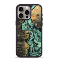 iPhone 15 Pro Max Wood+Resin Phone Case - Lucia (Green, 702335)