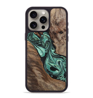 iPhone 15 Pro Max Wood+Resin Phone Case - Roger (Green, 702336)