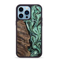 iPhone 14 Pro Max Wood+Resin Phone Case - Debby (Green, 702344)