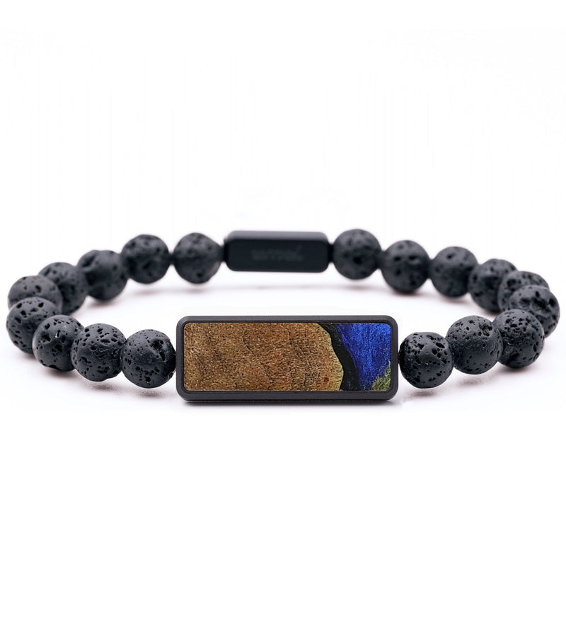 Lava Bead Wood+Resin Bracelet - Herman (Blue, 702461)