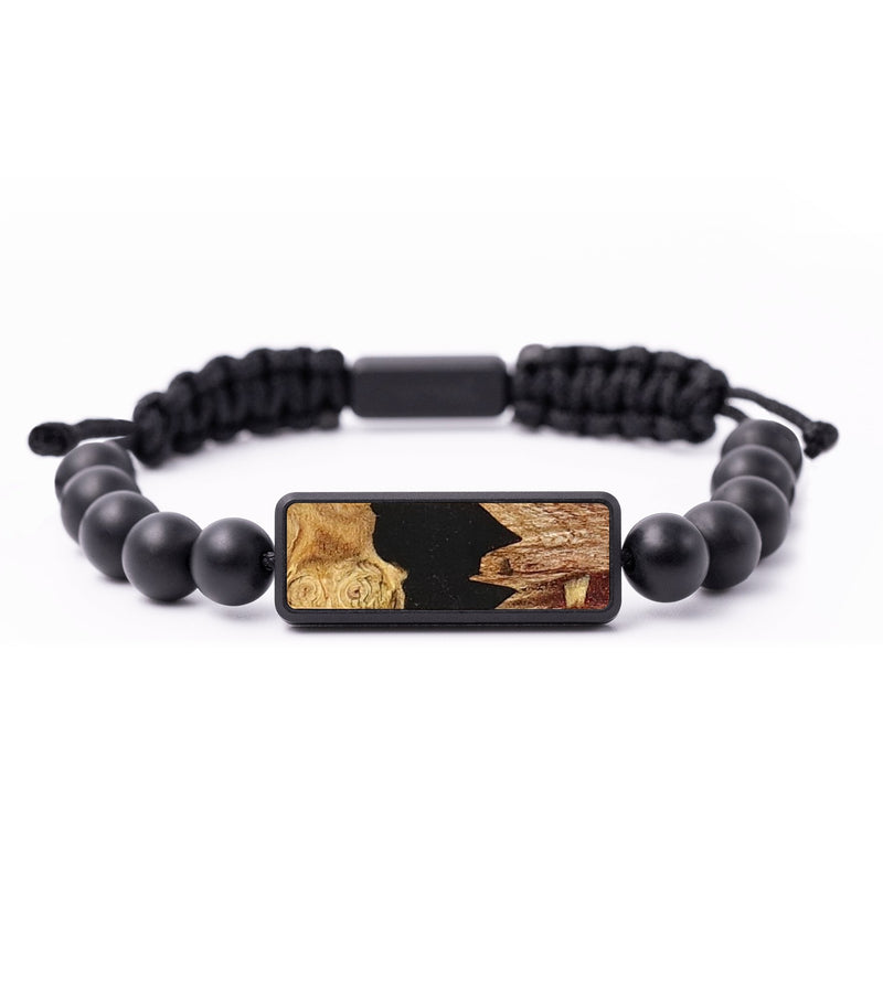 Onyx Bead Wood+Resin Bracelet - Guy (Pure Black, 702474)